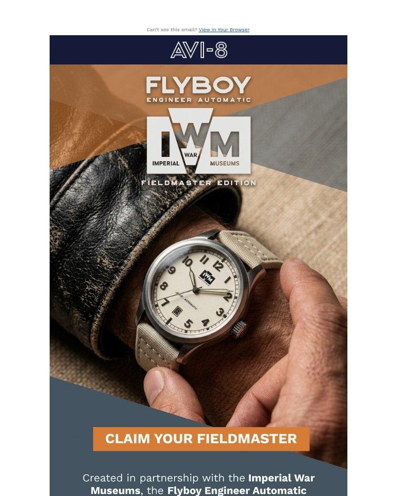 Screenshot of email sent to a AVI-8 Newsletter subscriber