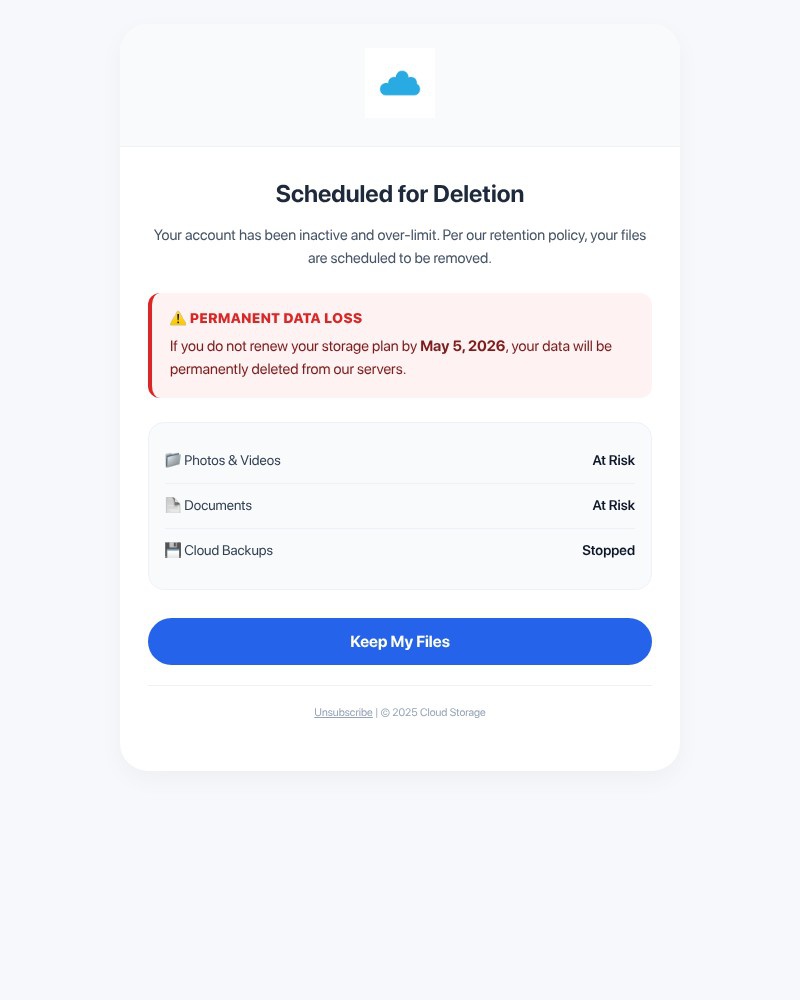 Screenshot of email with subject /media/emails/files-scheduled-for-deletion-immediate-action-d3493f-cropped-2173c4f7.jpg