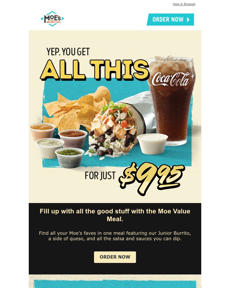 Screenshot of email sent to a Moe’s Southwest Grill Registered user