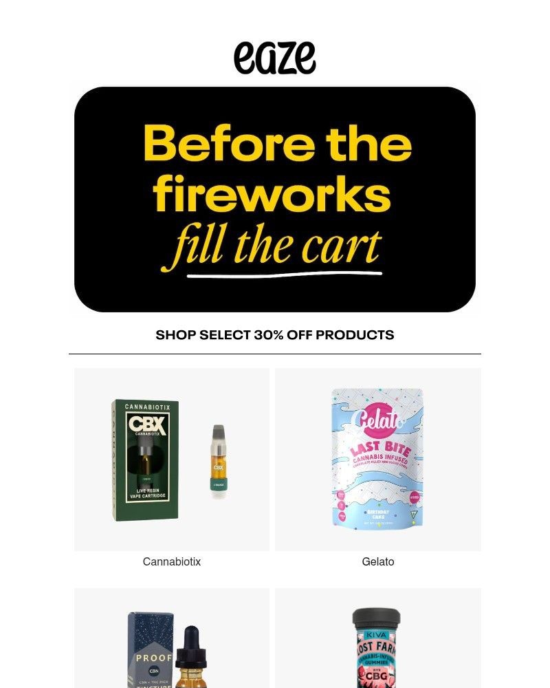 Screenshot of email sent to a Eaze Registered user