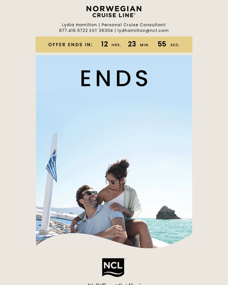 Screenshot of email sent to a Norwegian Cruise Line Newsletter subscriber