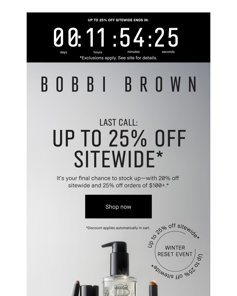 Screenshot of email sent to a Bobbi Brown Newsletter subscriber