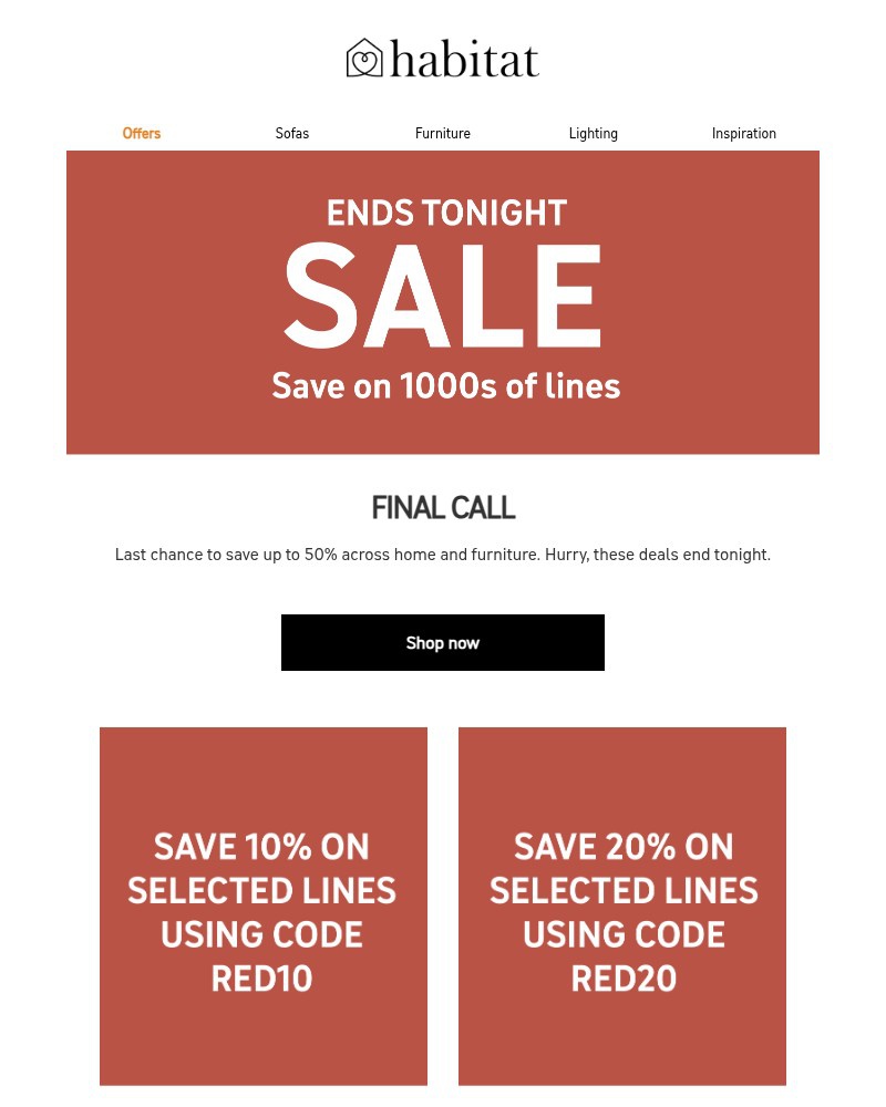 Screenshot of email sent to a Habitat Cart abandoner