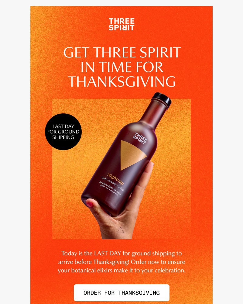 Screenshot of email sent to a Three Spirit Newsletter subscriber