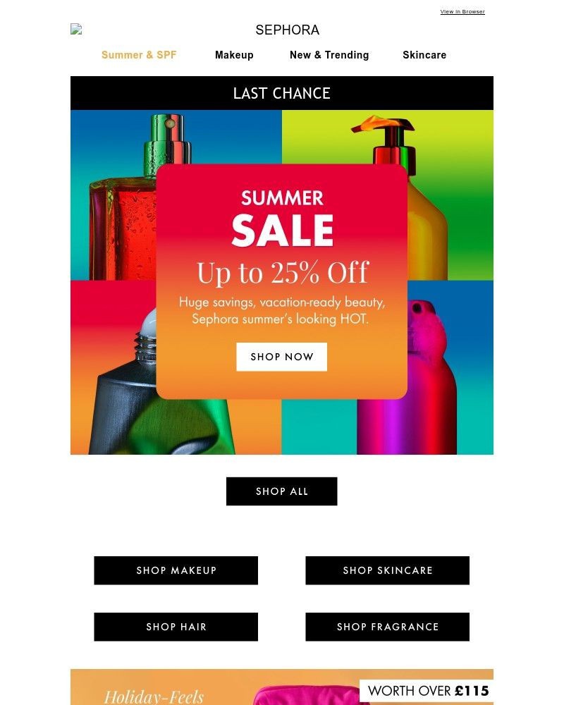 Screenshot of email sent to a Feelunique Newsletter subscriber