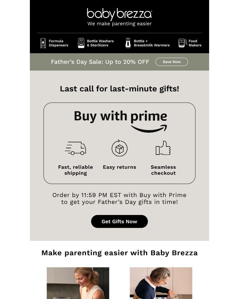 Screenshot of email sent to a Baby Brezza Newsletter subscriber