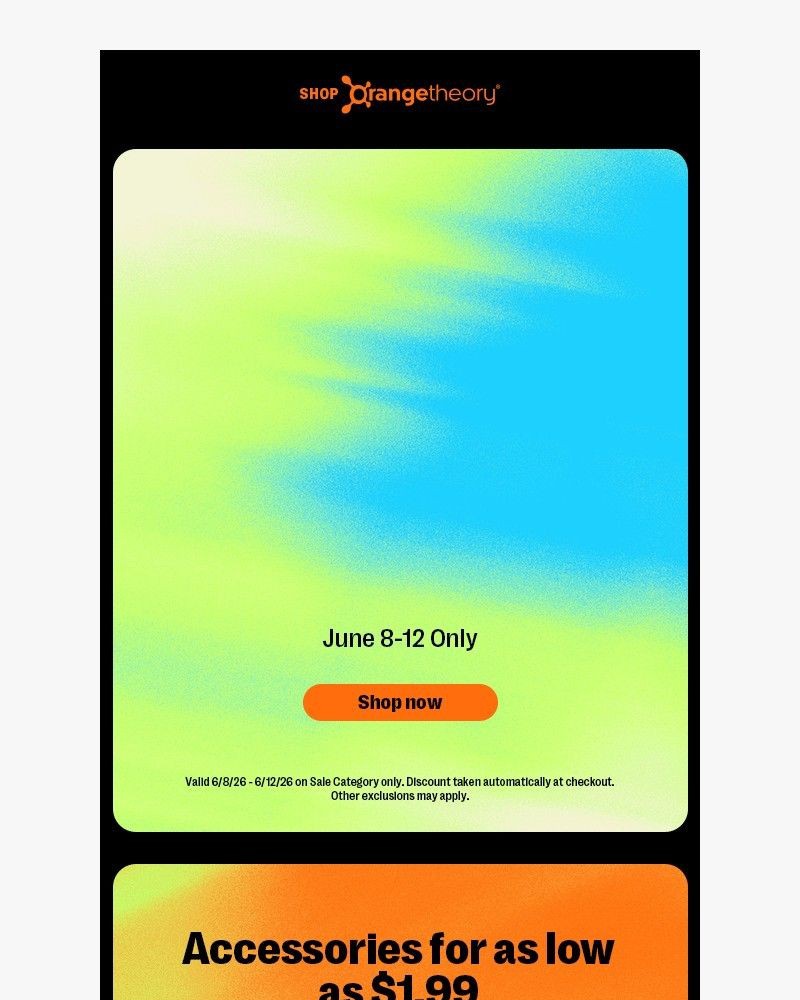 Screenshot of email sent to a Orange Theory Newsletter subscriber