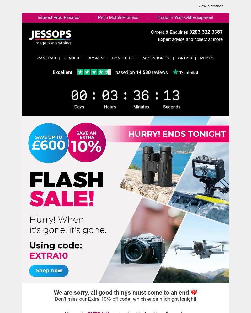 Screenshot of email sent to a Jessops Newsletter subscriber