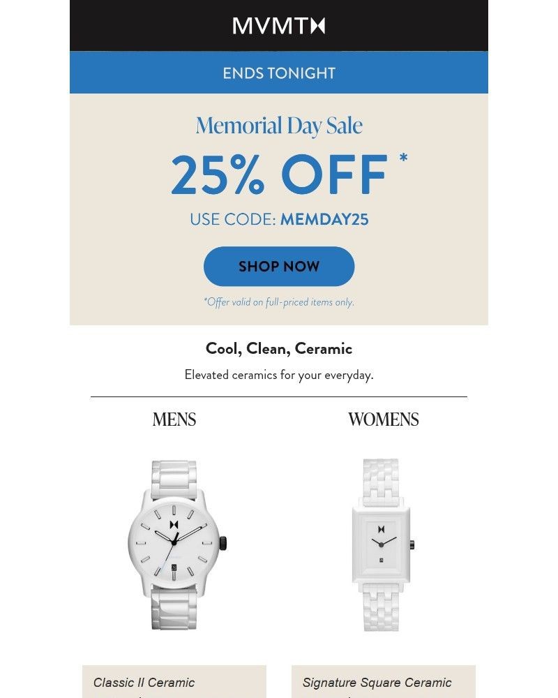Screenshot of email sent to a MVMT Newsletter subscriber