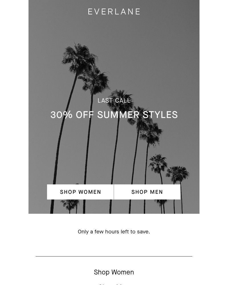 Screenshot of email sent to a Everlane Registered user