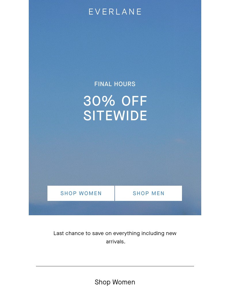 Screenshot of email sent to a Everlane Registered user