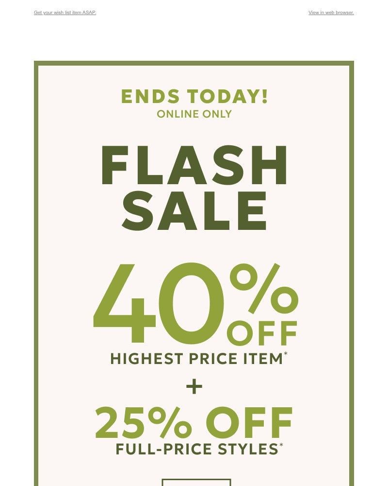 Screenshot of email sent to a Chico’s Newsletter subscriber