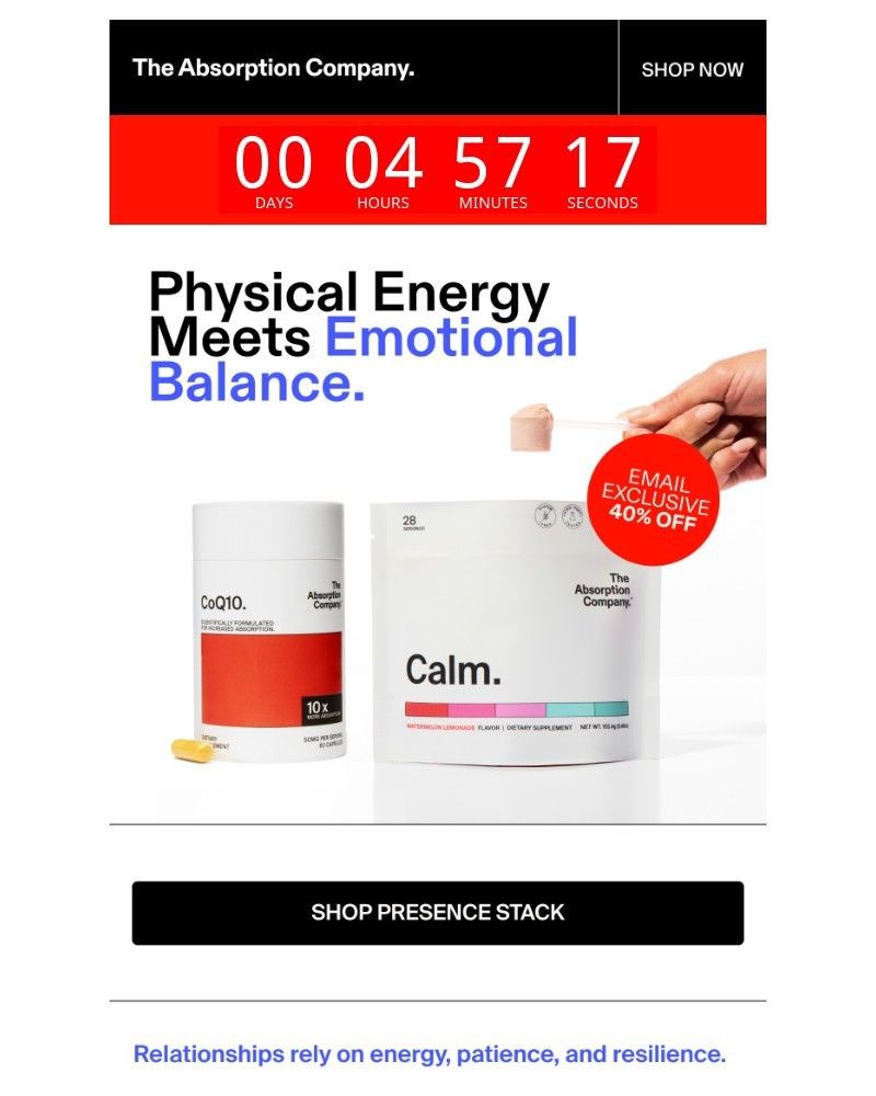 Screenshot of email sent to a The Absorption Company Newsletter subscriber