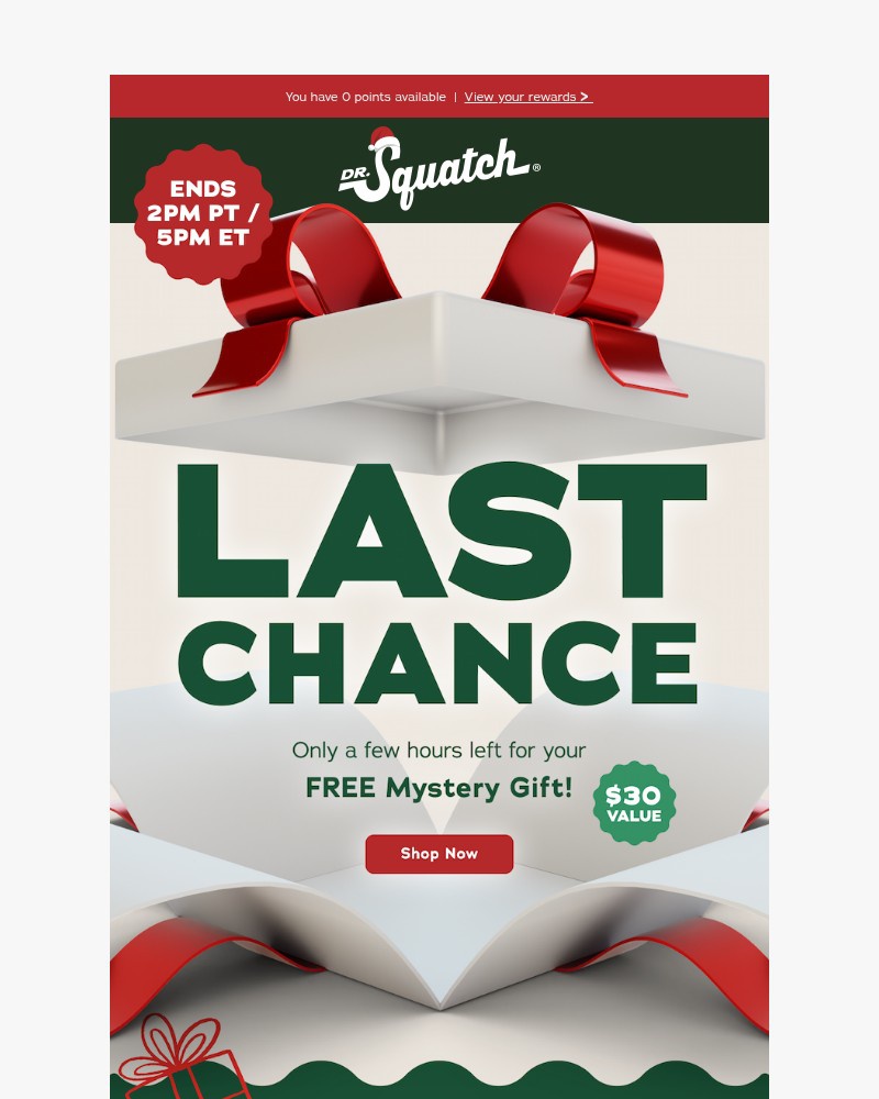 Screenshot of email sent to a Dr. Squatch Newsletter subscriber