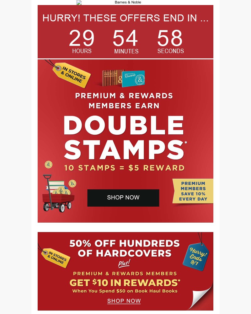 Screenshot of email with subject /media/emails/final-hours-double-stamps-and-50-off-hundreds-of-hardcovers-15038e-cropped-63e57b1d.jpg