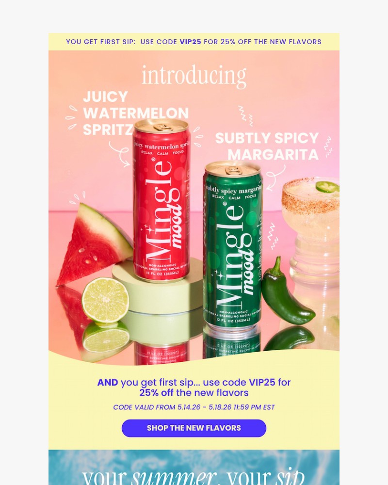 Screenshot of email sent to a Mingle Mocktails Newsletter subscriber