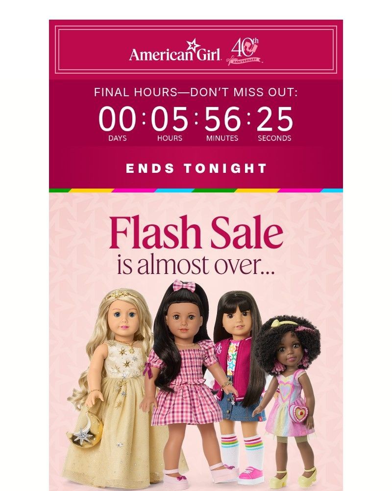 Screenshot of email sent to a American Girl Newsletter subscriber