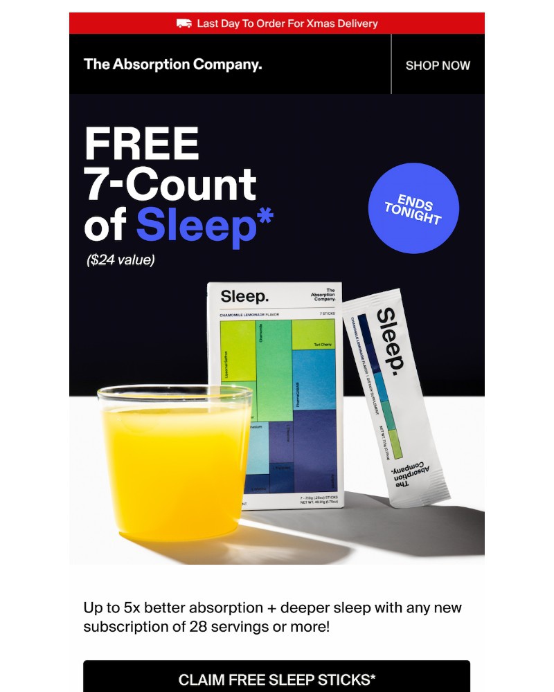 Screenshot of email sent to a The Absorption Company Newsletter subscriber