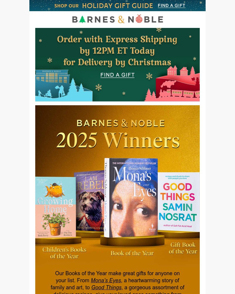 Screenshot of email sent to a Barnes and Noble Newsletter subscriber