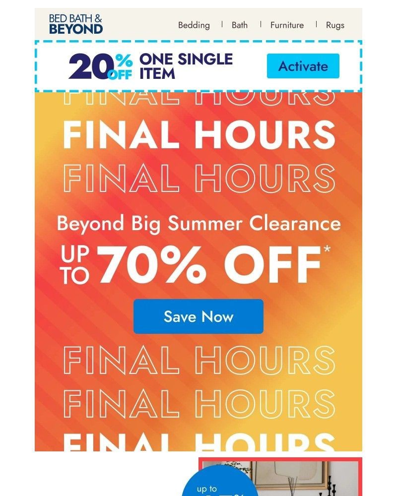 Screenshot of email sent to a Overstock Newsletter subscriber