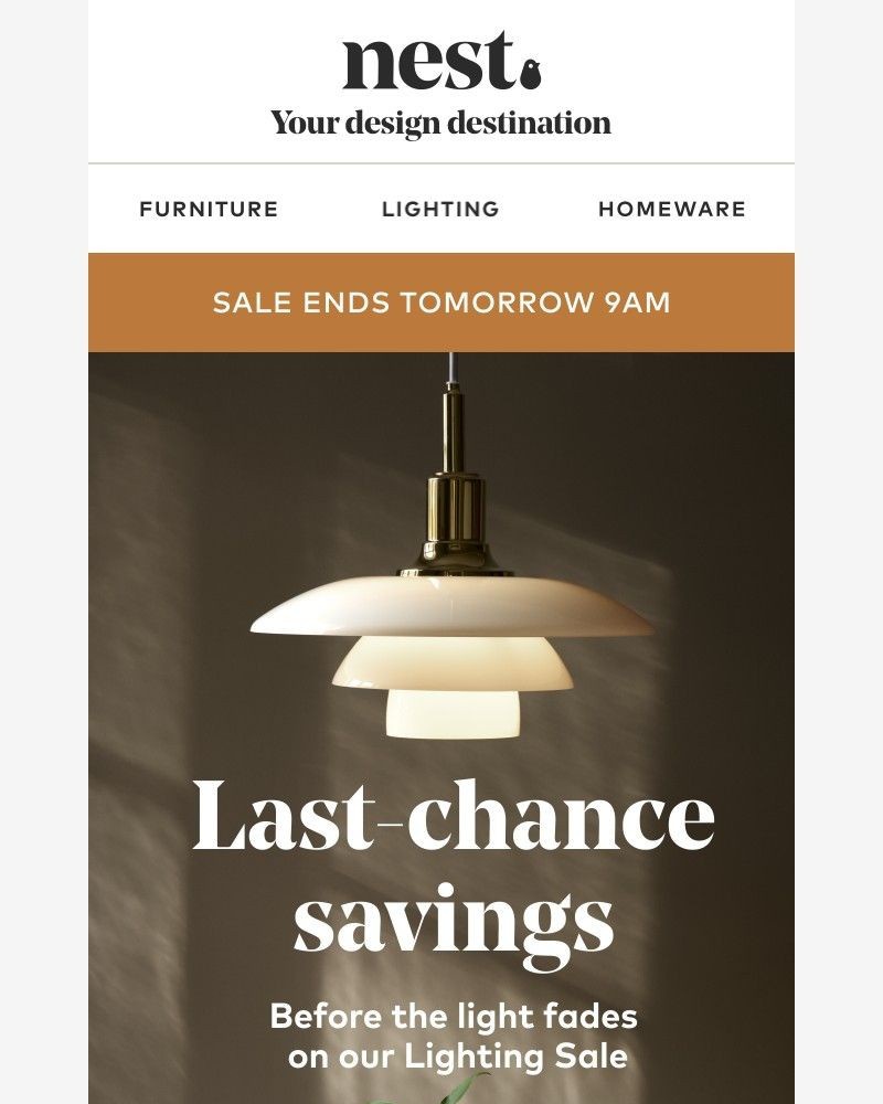 Screenshot of email sent to a Nest Furniture Cart abandoner