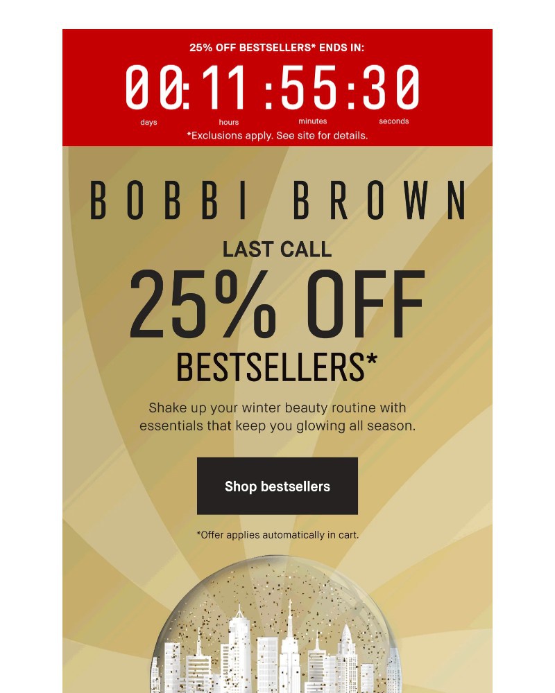 Screenshot of email sent to a Bobbi Brown Newsletter subscriber