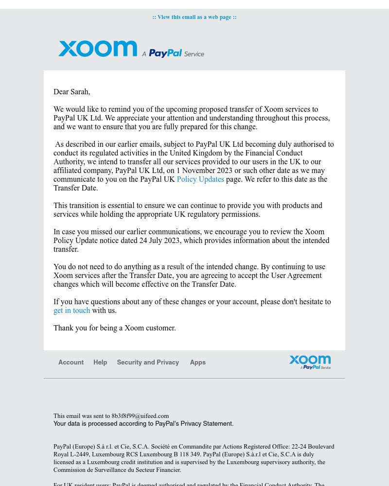 Screenshot of email with subject /media/emails/final-reminder-important-update-regarding-the-xoom-user-agreement-0e782c-cropped-c5fd1031.jpg