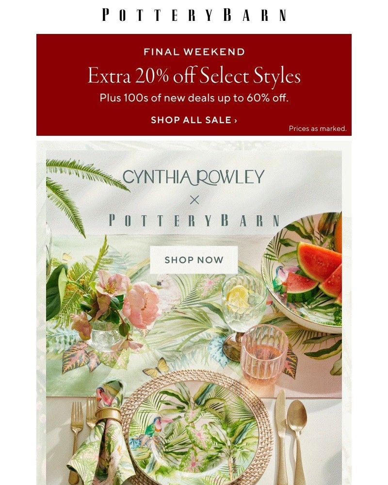 Screenshot of email with subject /media/emails/final-weekend-for-extra-20-off-new-cynthia-rowley-x-pottery-barn-fa9311-cropped-69a2f561.jpg