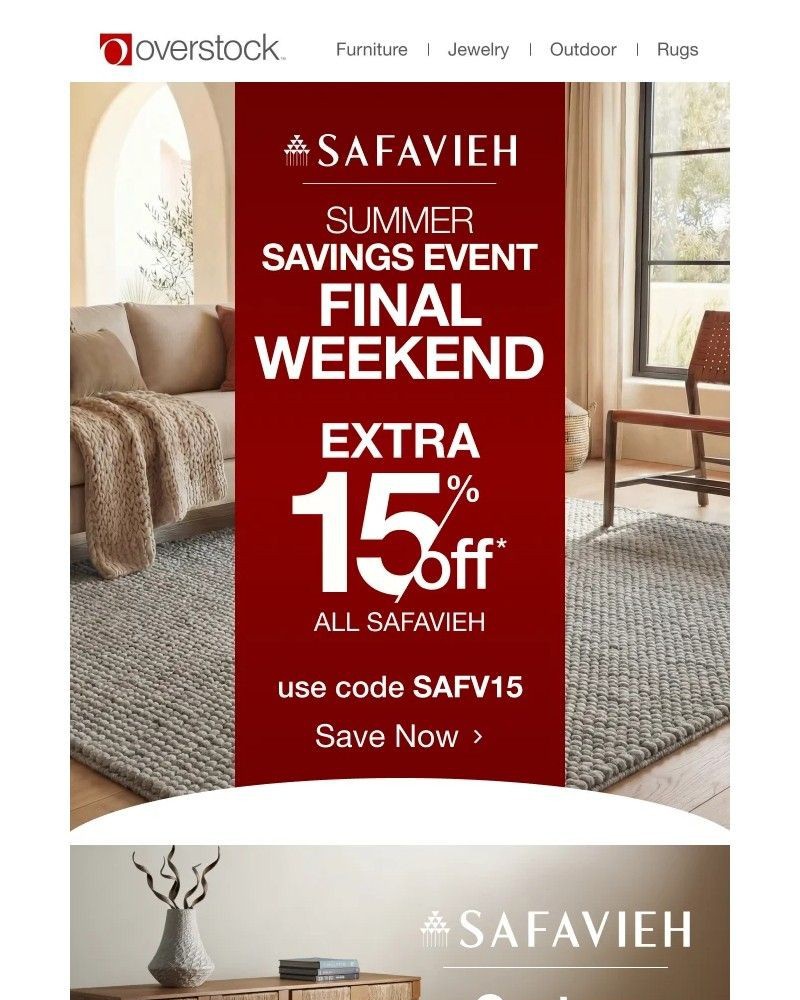 Screenshot of email sent to a Overstock Newsletter subscriber