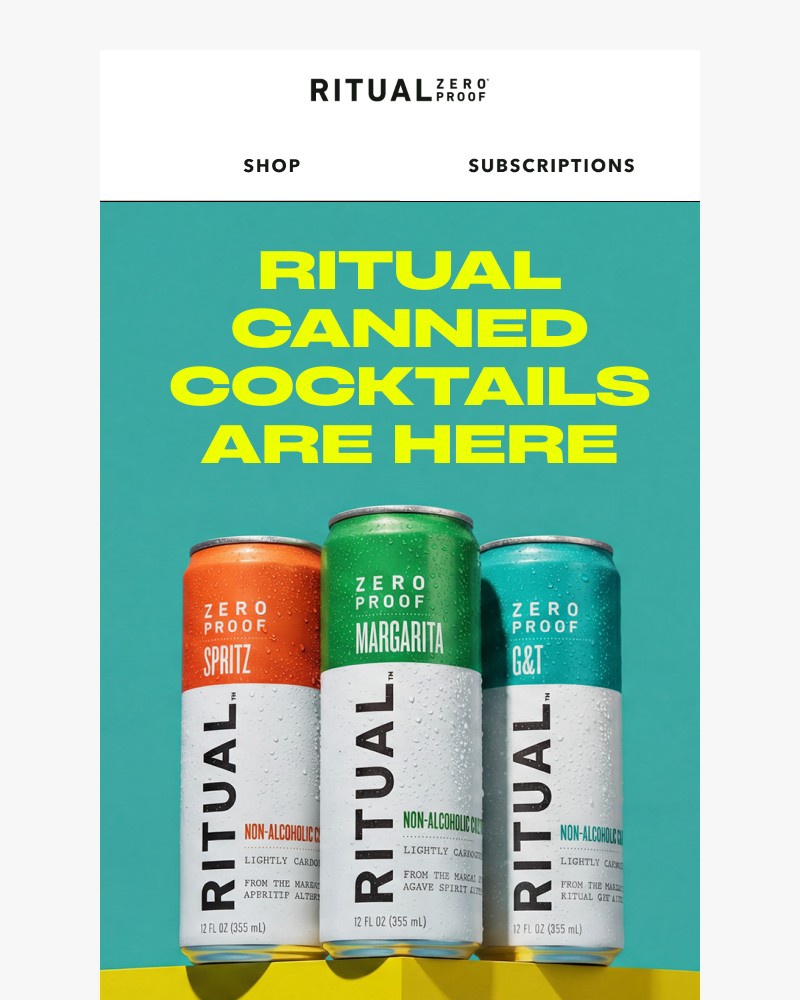 Screenshot of email sent to a Ritual Zero Proof Newsletter subscriber