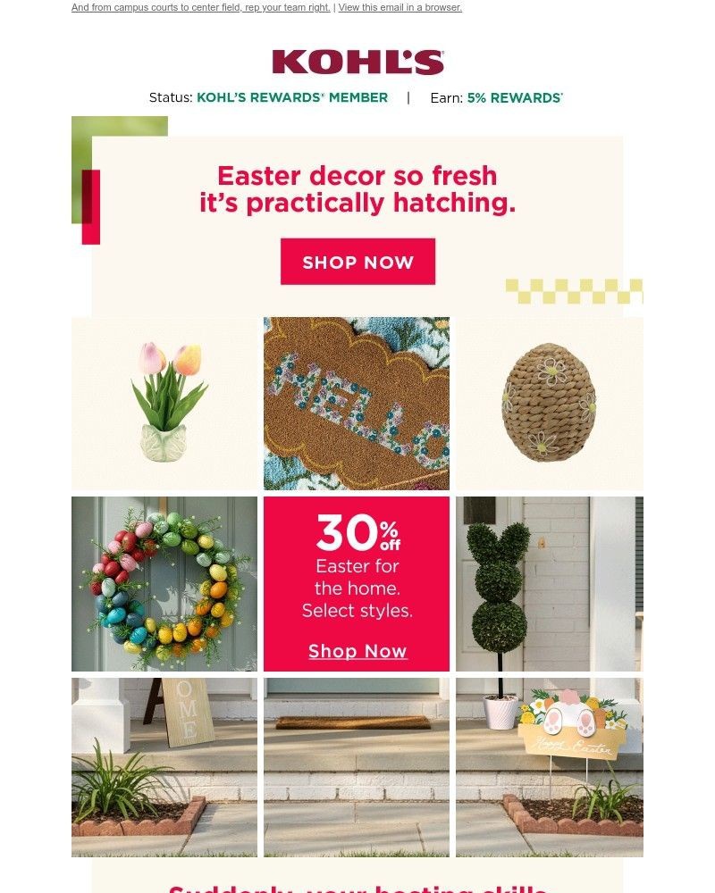 Screenshot of email sent to a Kohls Registered user