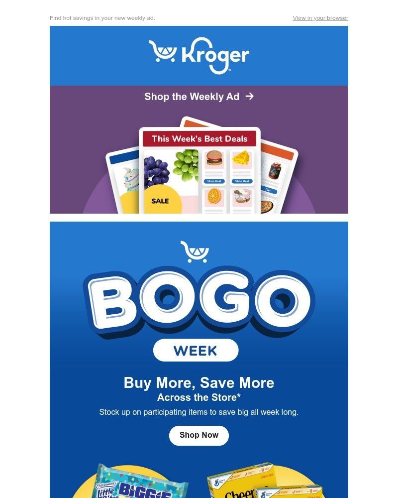 Screenshot of email sent to a Kroger Registered user