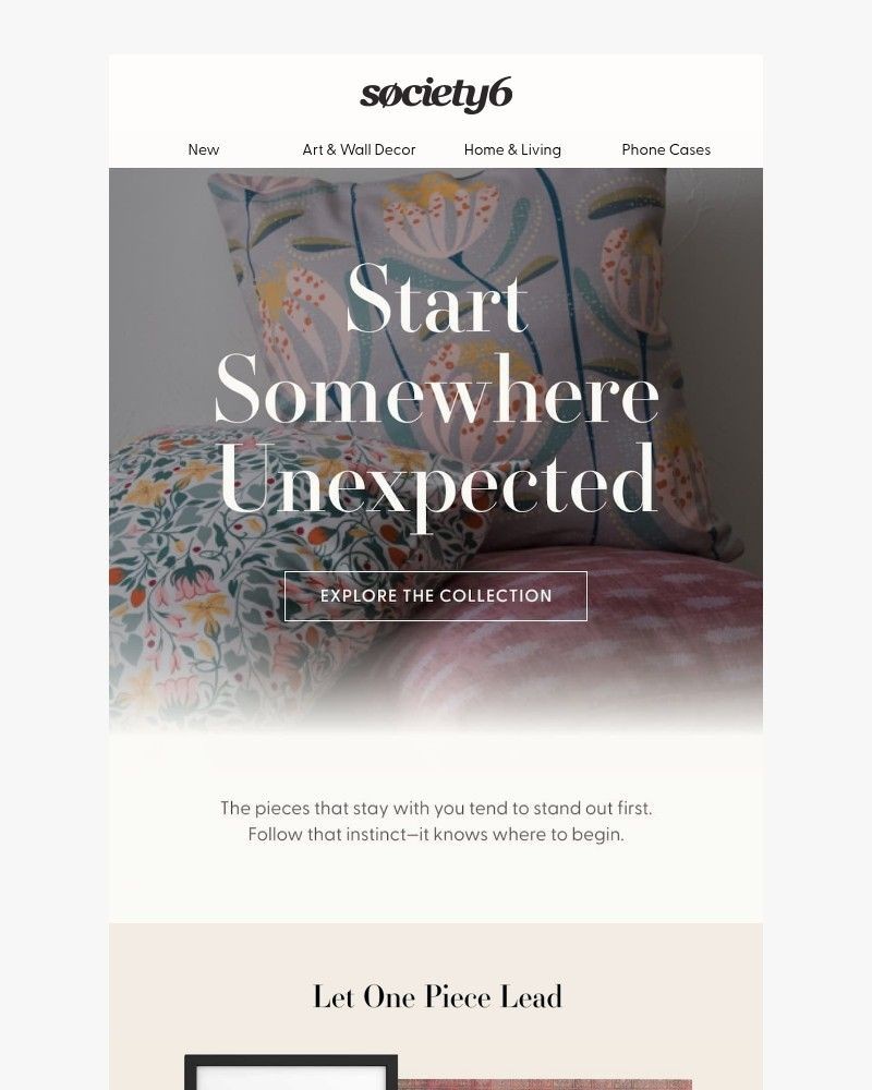 Screenshot of email sent to a Society6 Newsletter subscriber