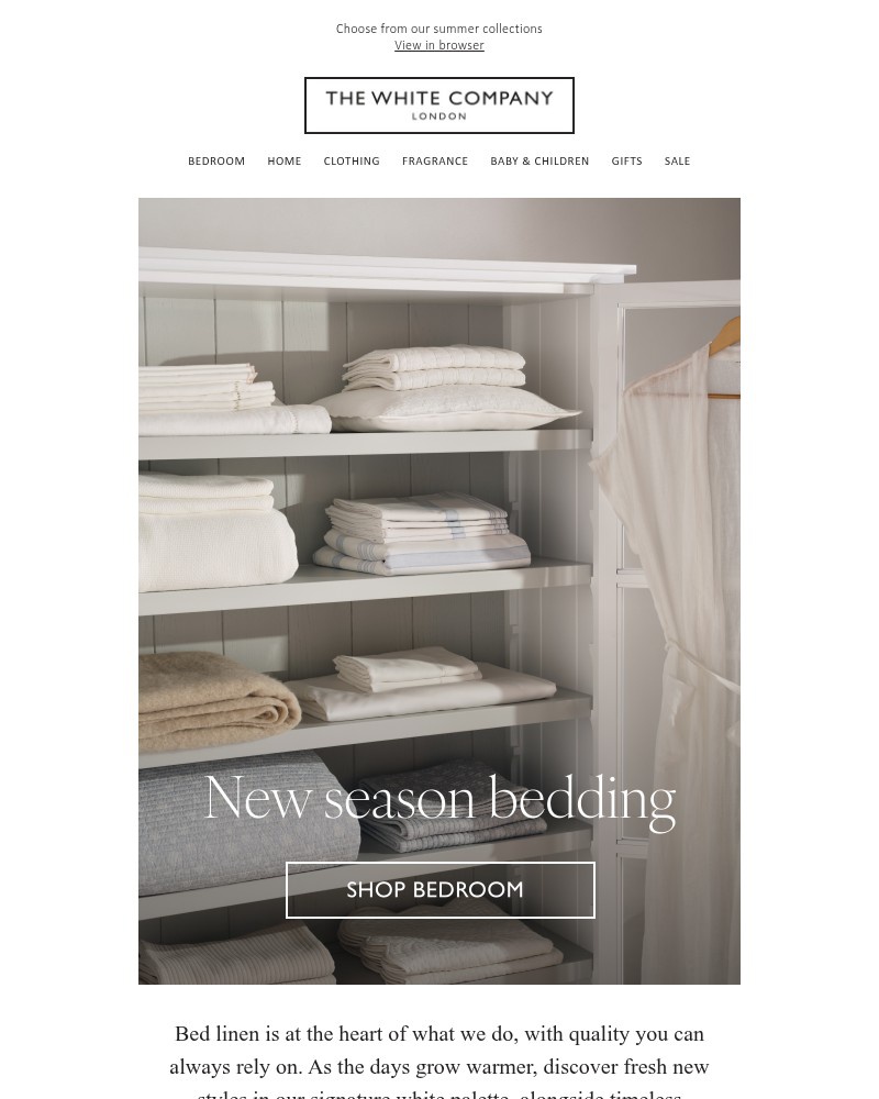 Screenshot of email sent to a The White Company Cart abandoner