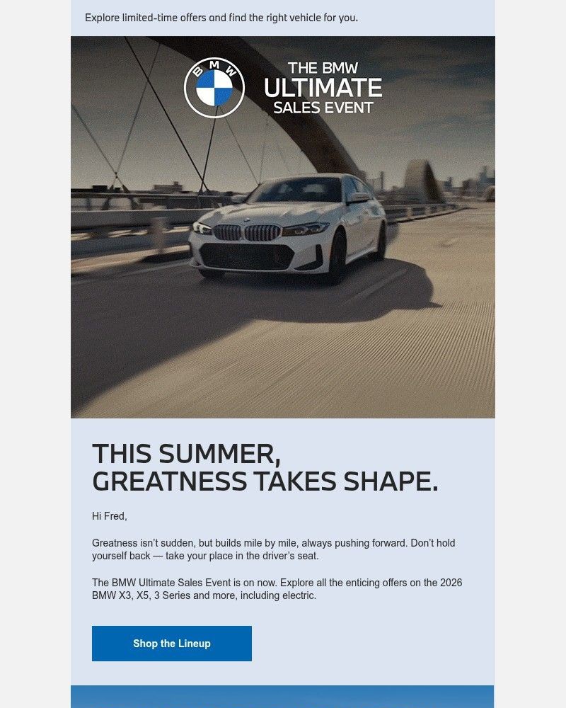 Screenshot of email sent to a BMW Newsletter subscriber