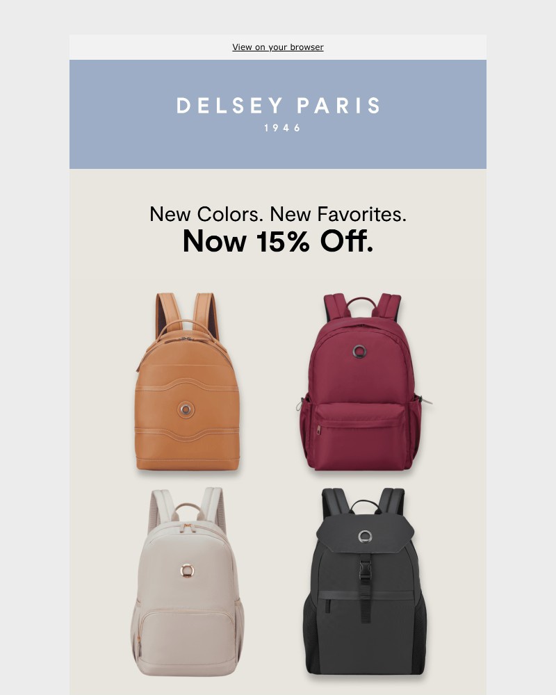 Screenshot of email sent to a Delsey Paris Newsletter subscriber