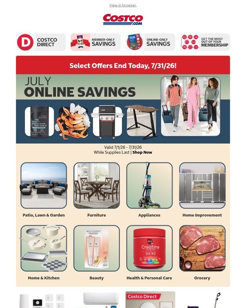 Screenshot of email sent to a Costco Newsletter subscriber