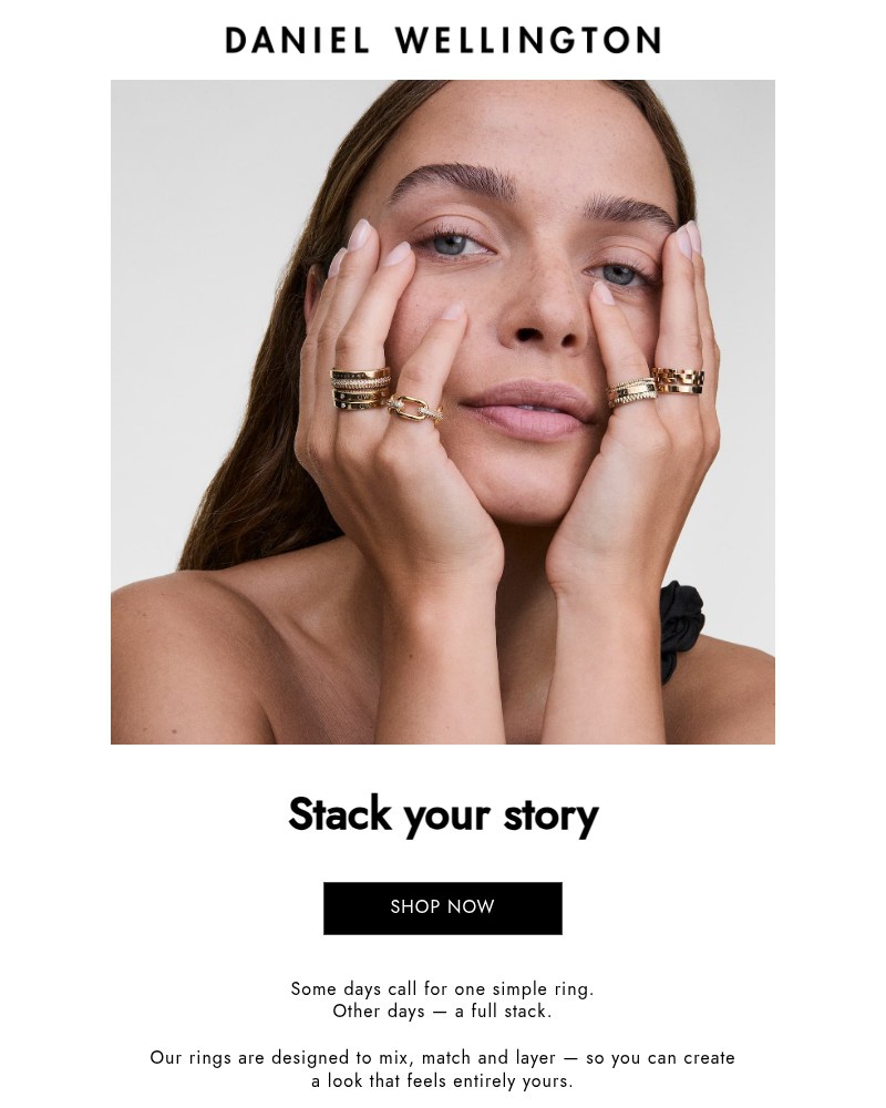 Screenshot of email sent to a Daniel Wellington Newsletter subscriber