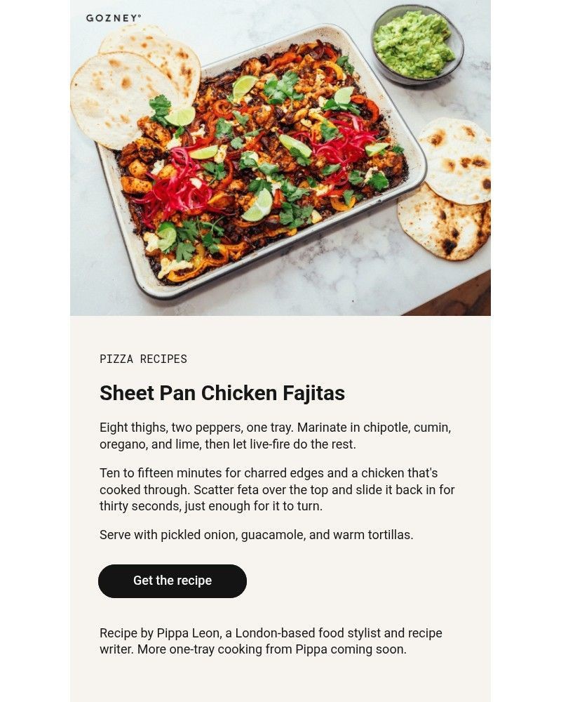 Screenshot of email sent to a Gozney Newsletter subscriber