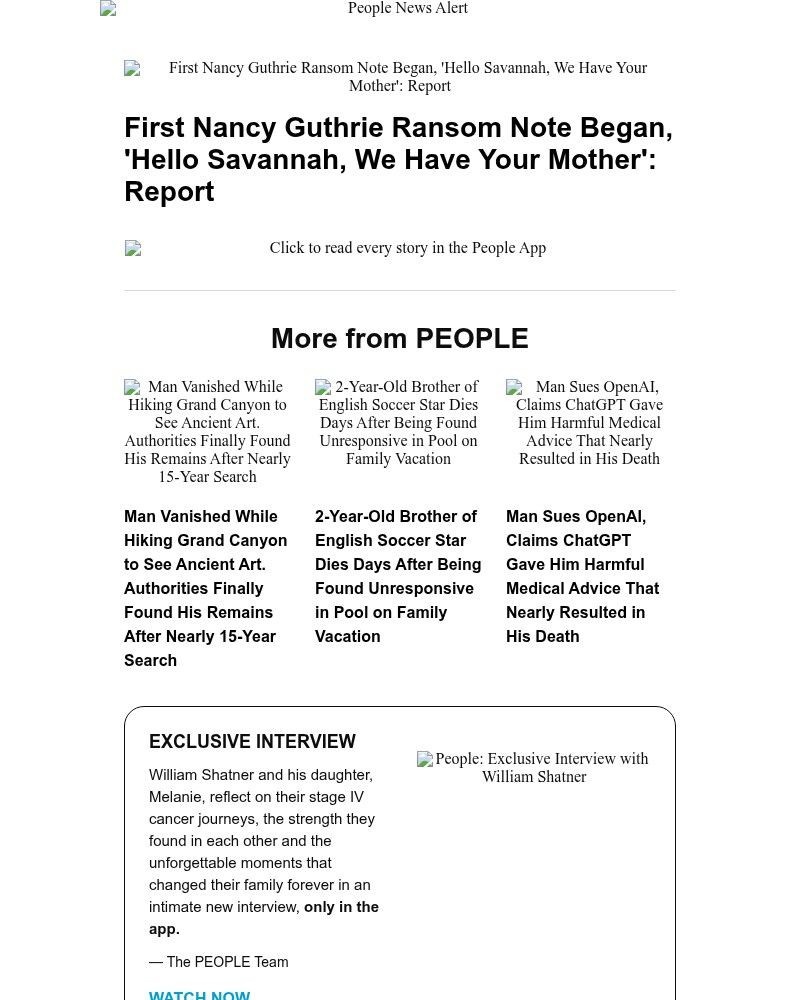 Screenshot of email with subject /media/emails/first-nancy-guthrie-ransom-note-began-hello-savannah-we-have-your-mother-report-1_xcU50jZ.jpg
