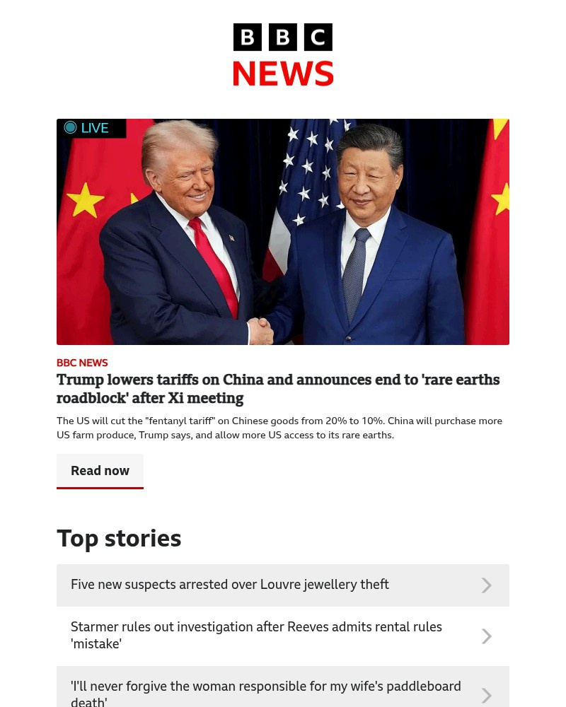 Screenshot of email sent to a BBC iPlayer Registered user