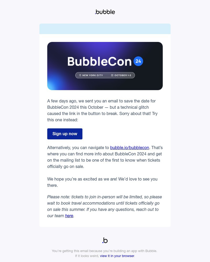 Screenshot of email with subject /media/emails/fixed-sign-up-for-bubblecon-2024-updates-8e9351-cropped-13acdf80.jpg