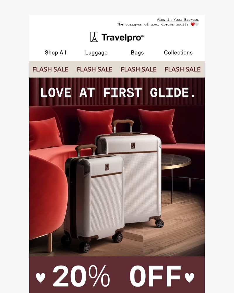 Screenshot of email sent to a Travelpro Newsletter subscriber