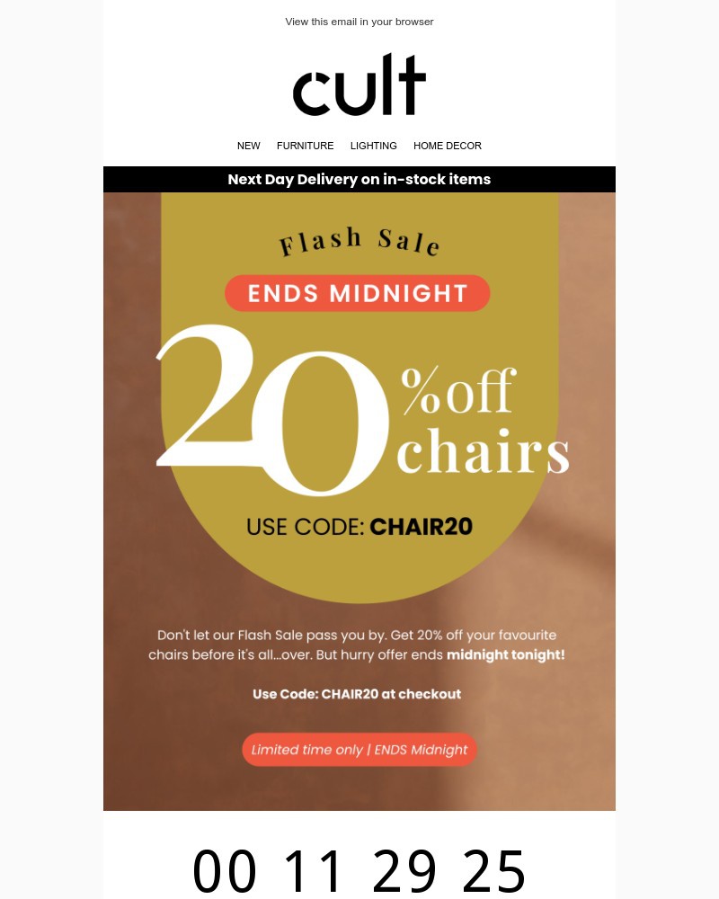 Screenshot of email with subject /media/emails/flash-sale-20-off-chairs-ends-midnight-6feee0-cropped-5035f2e9.jpg