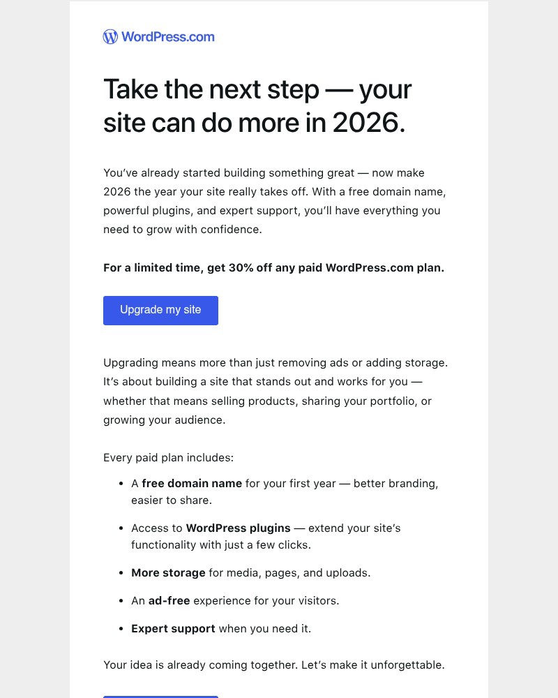Screenshot of email with subject /media/emails/flash-sale-30-off-wordpresscom-plans-9cae31-cropped-ae162d01.jpg