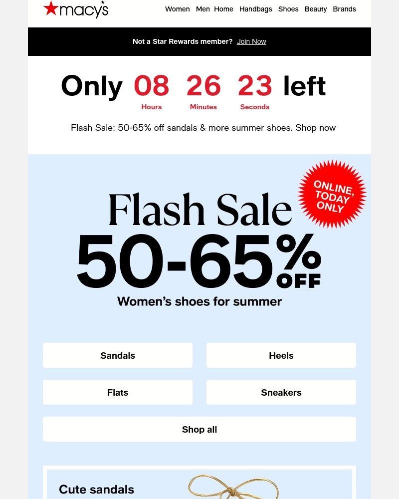Screenshot of email with subject /media/emails/flash-sale-50-65-off-sandals-more-summer-shoes-712531-cropped-c03a79d3.jpg