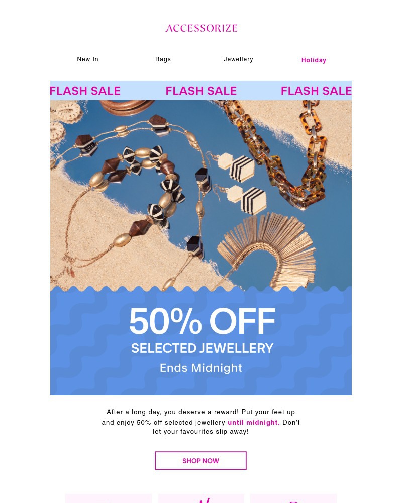 Screenshot of email with subject /media/emails/flash-sale-50-off-selected-jewellery-8a3719-cropped-1c61d4a7.jpg