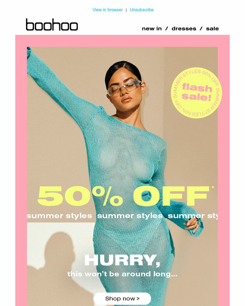 Screenshot of email with subject /media/emails/flash-sale-50-off-summer-styles-adbcea-cropped-3d79a9ea.jpg