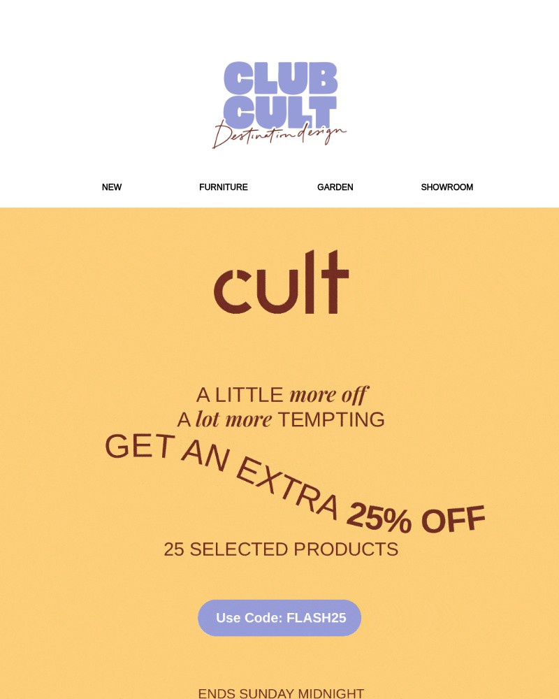 Screenshot of email sent to a Cult Furniture Cart abandoner
