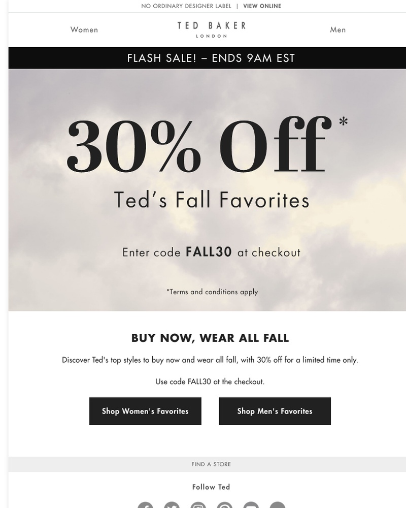 Screenshot of email with subject /media/emails/flash-sale-alert-30-off-teds-fall-favorites-cropped-06cb592f.jpg